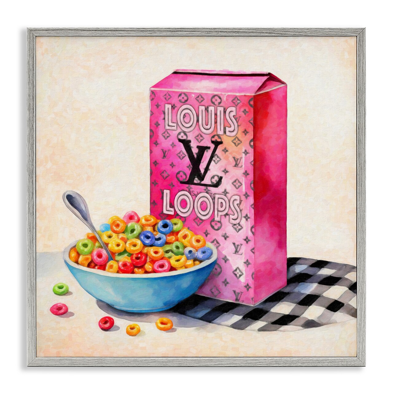 Stupell Industries Fashion Loops Cereal Framed Giclee, design by Grotto Studios